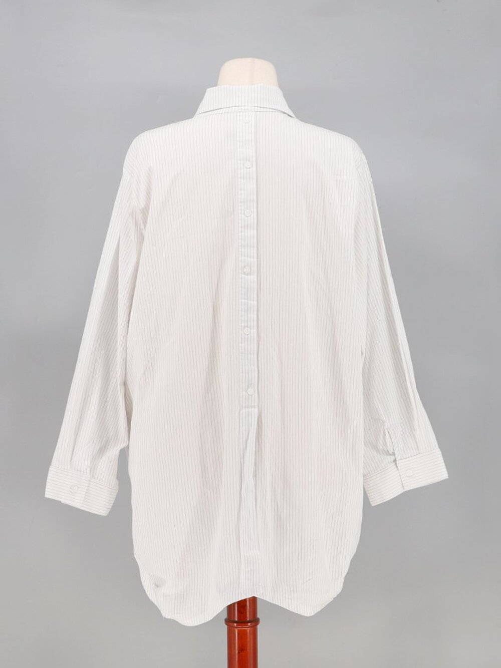 IC CONNIE K White Gray Pin Striped Button Front & Back Tunic Shirt Size XXL - Picture 4 of 9